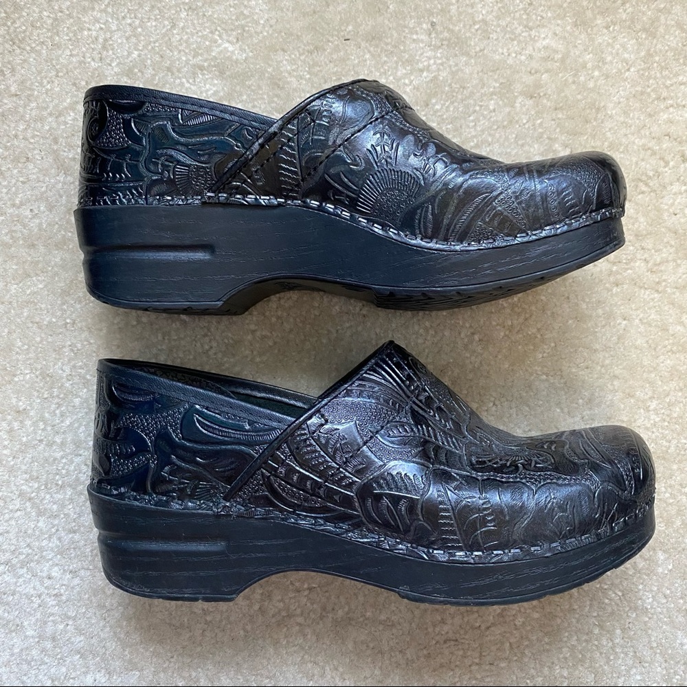 Dansko Embossed Black Clogs